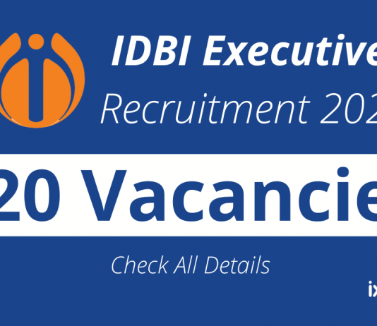 IDBI Executive Recruitment 2021