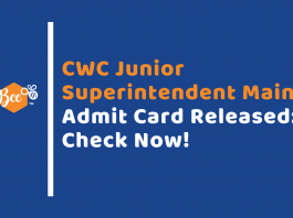 CWC Mains Admit Card Out