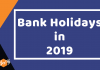 Bank Holidays in 2019