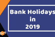 Bank Holidays in 2019