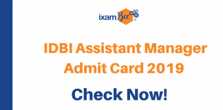 IDBI Assistant Manager Exam Admit Card
