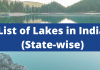 List of Lakes in India (State-wise)