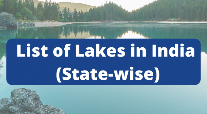 List of Lakes in India (State-wise)