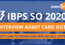 IBPS SO Interview Admit Card