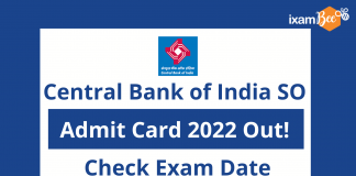 Central Bank of India SO Admit Card 2022 Out