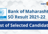 Bank of Maharashtra SO Result 2022