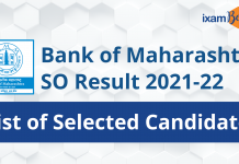 Bank of Maharashtra SO Result 2022