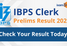 IBPS Clerk Prelims Result 2021