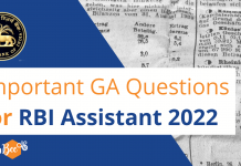 Important GA Questions for RBI Assistant 2022