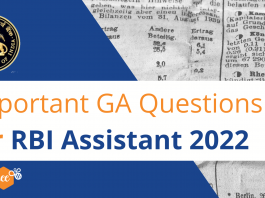Important GA Questions for RBI Assistant 2022