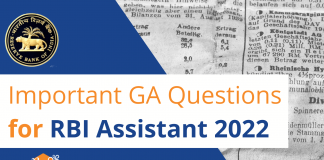 Important GA Questions for RBI Assistant 2022
