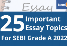 Important Essay Topics For SEBI Grade A
