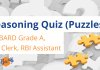 Reasoning Quiz (Puzzles): NABARD Grade A, SBI Clerk, RBI Assistant
