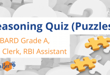 Reasoning Quiz (Puzzles): NABARD Grade A, SBI Clerk, RBI Assistant