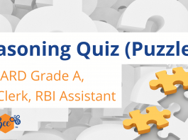 Reasoning Quiz (Puzzles): NABARD Grade A, SBI Clerk, RBI Assistant