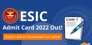 ESIC UDC Mains Admit Card 2022