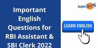Important English Questions for RBI Assistant & SBI Clerk 2022