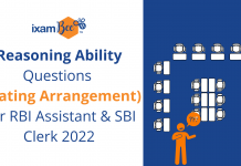Reasoning Ability Questions (Seating Arrangement) for RBI Assistant & SBI Clerk 2022