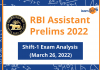RBI Assistant Prelims Exam Analysis 2022