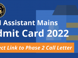RBI Assistant Mains Admit Card 2022: Direct Link to Phase 2 Call Letter