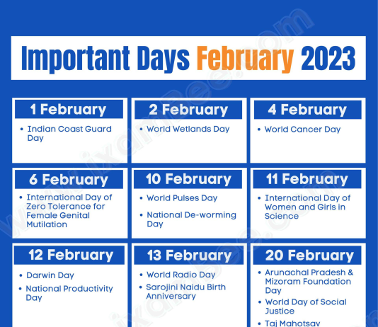 Important Days of February 2023