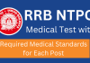 RRB NTPC Recruitment , Medical Standards of RRB NTPC Recruitment, RRB NTPC posts, RRB Ntpc