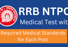 RRB NTPC Recruitment , Medical Standards of RRB NTPC Recruitment, RRB NTPC posts, RRB Ntpc