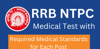 RRB NTPC Recruitment , Medical Standards of RRB NTPC Recruitment, RRB NTPC posts, RRB Ntpc