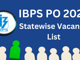 State wise vacancy list of IBPS PO 2023