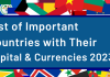 Check Here to Read a Complete List of Important Countries, Capitals and Currencies