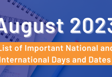 List of important days of August