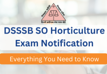 DSSSB SO Horticulture Exam Notification