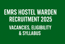 EMRS Hostel Warden Recruitment 2025